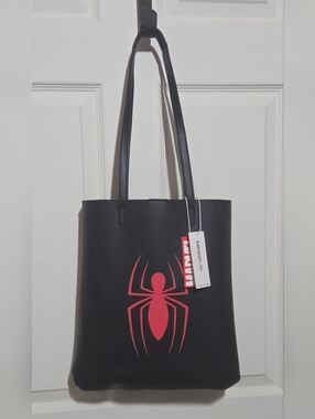 MINISO faux leather Spiderman tote bag